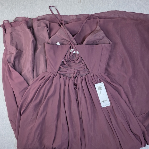 Azazie Aaida StretchCabernet A-Line Corset Stretch Satin Dress Size 8 - Picture 3 of 8